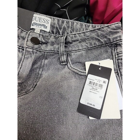 Guess Women's Mid-Rise Sexy Palazzo Shimmer Gray Jeans 25W x 30L - NEW - Picture 6 of 12